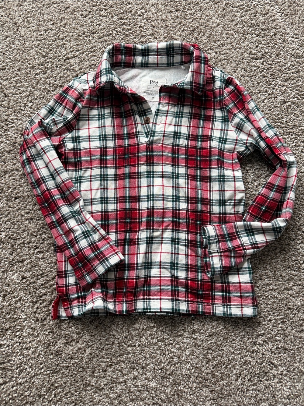Little Sleepies Red Plaid Button-Neck Flannel Top